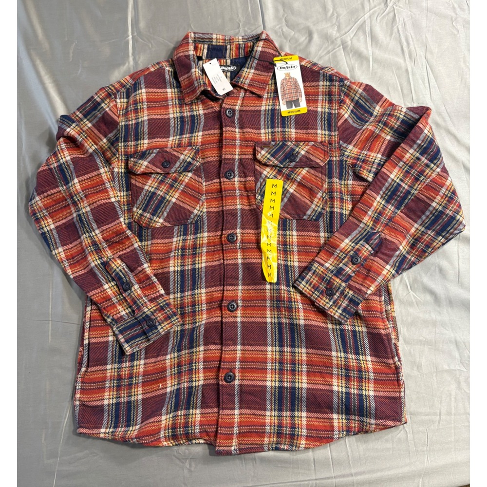 Buffalo David Bitton Mens Scottie Red Plaid Cotton Flannel Shirt SMC0029US M